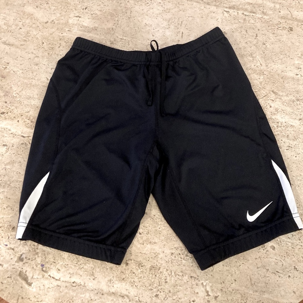 Nike womens biking shorts. Dry-fit, M, black/white.  Zipper pocket back.